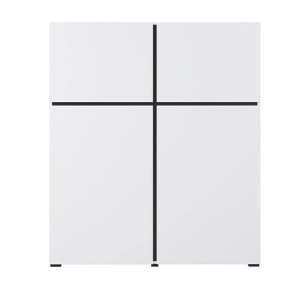 Komoda wysoka Cross 119 cm biała nowoczesny design idealna komoda do salonu sypialni lub biura prosta forma