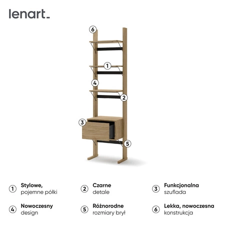Zestaw mebli biurowych Ollie dąb olejowany / beżowy / czarny designerskie meble w minimalistycznym stylu idealne do każdego wnętrza