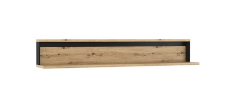 Zestaw mebli Quant dąb artisan / czarny nowoczesny design meblościanki do salonu oświetlenie LED trójwymiarowy charakter frontów