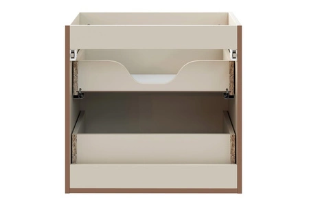 Szafka pod umywalkę Donna Sand 60 cm beżowa stylowa szafka z eleganckim obłym frezowaniem na frontach szuflad złote metalowe uchwyty