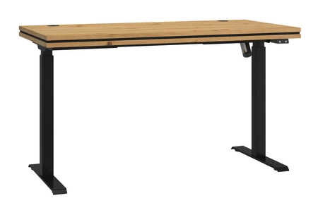 Biurko z regulacją wysokości Makana dąb artisan uniwersalny i funkcjonalny mebel z blatem 56 mm do biura gabinetu lub pokoju młodzieżowego