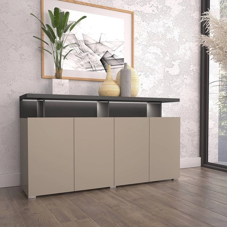 Komoda Serio 153 cm ciemny beżowy / antracyt nowoczesny design idealna komoda do salonu sypialni lub biura prosta forma
