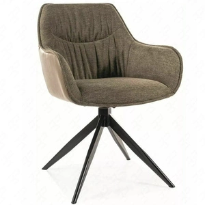 Krzesło tapicerowane Sempre oliwkowe / oliwkowa ekoskóra nowoczesne krzesło obrotowe z metalowymi nogami stylowe krzesło kubełkowe