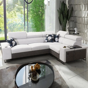 Narożnik z funkcją spania Flavio II szary popiel / grafitowy prawostronny wygodny narożnik rozkładany otwierany barek w boczku mebla