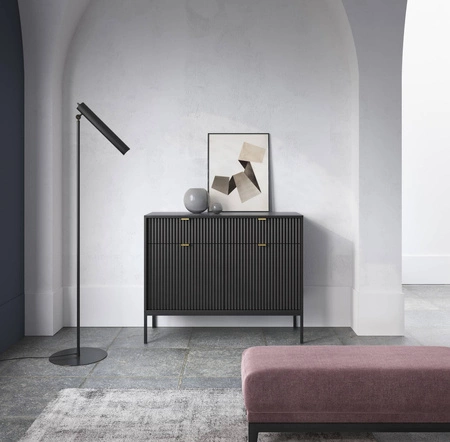 Komoda z szufladami Lovro 104 cm czarna nowoczesny design zachwyci miłośników wyrazistych wnętrz