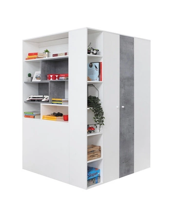 Zestaw mebli Epsilon biały / beton idealna propozycja do pokoju młodzieżowego lub dziecięcego w modnym stylu