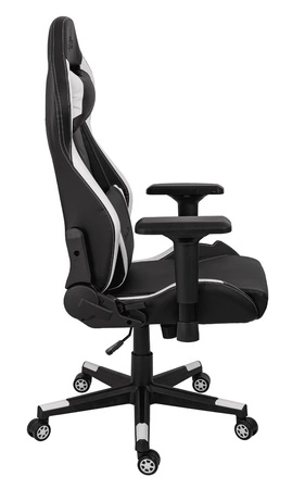 Fotel gamingowy Ares Pro czarny / biały komfortowy i funkcjonalny fotel z regulowanymi podłokietnikami stabilny metalowy stelaż