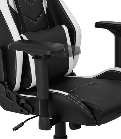Fotel gamingowy Ares Pro czarny / biały komfortowy i funkcjonalny fotel z regulowanymi podłokietnikami stabilny metalowy stelaż