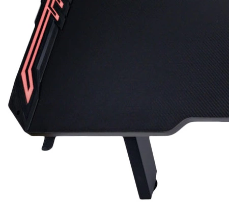 Biurko gamingowe Y-Striker czarne nowoczesne biurko wzbogacone oświetleniem LED blat pokryty karbonową powłoką