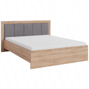 Łóżko Caspe 160x200 cm dąb sonoma jasny z pojemnikiem idealne łóżko do sypialni z częściowo tapicerowanym zagłówkiem