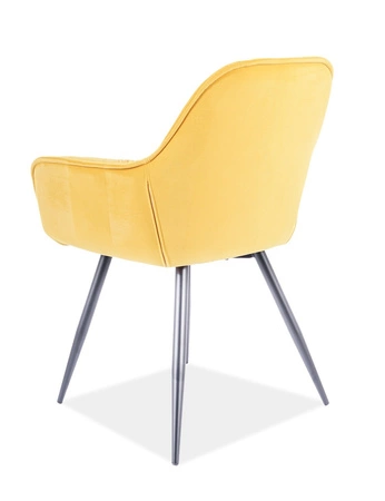 Krzesło tapicerowane Cherry 43x45 cm żółte nowoczesne oraz funkcjonalne krzesło z metalowymi nogami