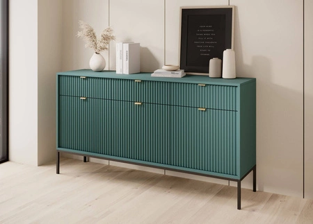 Komoda z szufladami Lovro 154 cm pastelowy zielony nowoczesny design zachwyci miłośników wyrazistych wnętrz