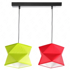 Lampa wisząca podwójna Quasar designerska lampa sufitowa do salonu lub jadalni z kolorowymi abażurami i czarną metalową podstawą