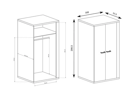 Szafa Natural 102 cm dąb ribbeck modna naturalna kolorystyka szafa idealnie sprawdzi się w przedpokoju lub garderobie