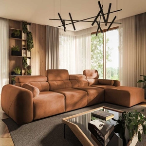 Narożnik z funkcją spania Cantare XII ceglasty prawostronny estetyczny i niezwykle komfortowy narożnik z pojemnikiem na pościel