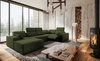 Narożnik z funkcją spania Tesalia IV Lux zielony lewostronny stylowy narożnik z wysuwanym podnóżkiem oraz funkcją przesuwanego oparcia