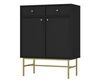Komoda z szufladami Kioto III 84 cm czarny grafit idealna komoda do salonu lub sypialni w stylu nowoczesnym złoty metalowy stelaż