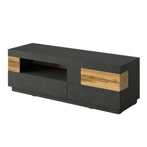 Szafka RTV Silke 160 cm matera / dąb wotan stylowa szafka pod telewizor oryginalny design bezuchwytowe fronty