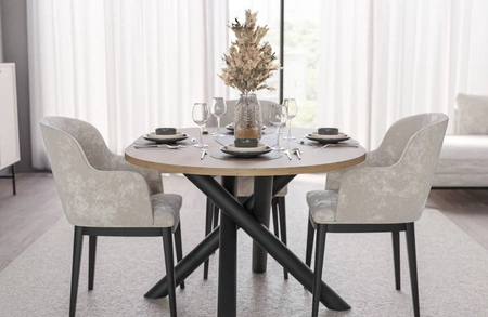 Stół Lyon 100x138 cm dąb artisan / czarny stylowy stół do jadalni osadzony na designerskich nogach typu pająk regulacja wysokości