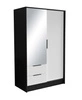 Szafa z lustrem Norel 102 cm czarny / biały stylowa szafa o nowoczesnym designie z ryflowanymi frontami i pojemnymi szufladami