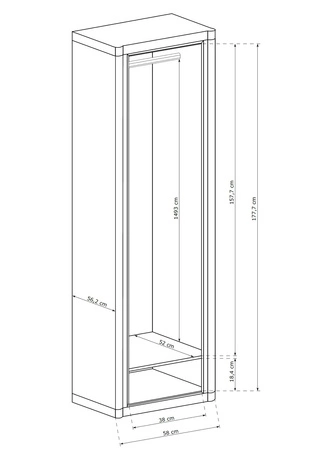 Szafa Cali 58 cm dąb truflowy / czarny elegancka stylistyka mebla wzbogacona o stylowe czarne dodatki szafa z szufladą