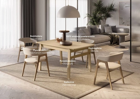 Stół rozkładany Plot 85x149-269 cm dąb jasny estetyczny i praktyczny stół do jadalni uniwersalny styl dopasuje się do każdego wnętrza