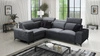 Narożnik z funkcją spania Kelly Sleek II grafitowy lewostronny elegancki narożnik do salonu wykonany z miękkiej tkaniny typu velvet
