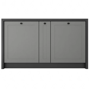 Wyspa kuchenna Adele 147 cm szary grafit / szary funkcjonalny i estetyczny mebel kuchenny z wysokiej jakości szafką z koszem cargo