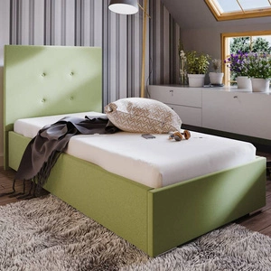 Łóżko tapicerowane Bejar 90x200 miętowe z zagłówkiem w nowoczesnym stylu idealne do pokoju młodzieżowego lub małej sypialni