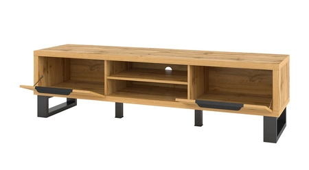 Zestaw mebli do salonu Halle dąb wotan stylowy design stabilna metalowa podstawa uchwyty krawędziowe meble w stylu loftowym