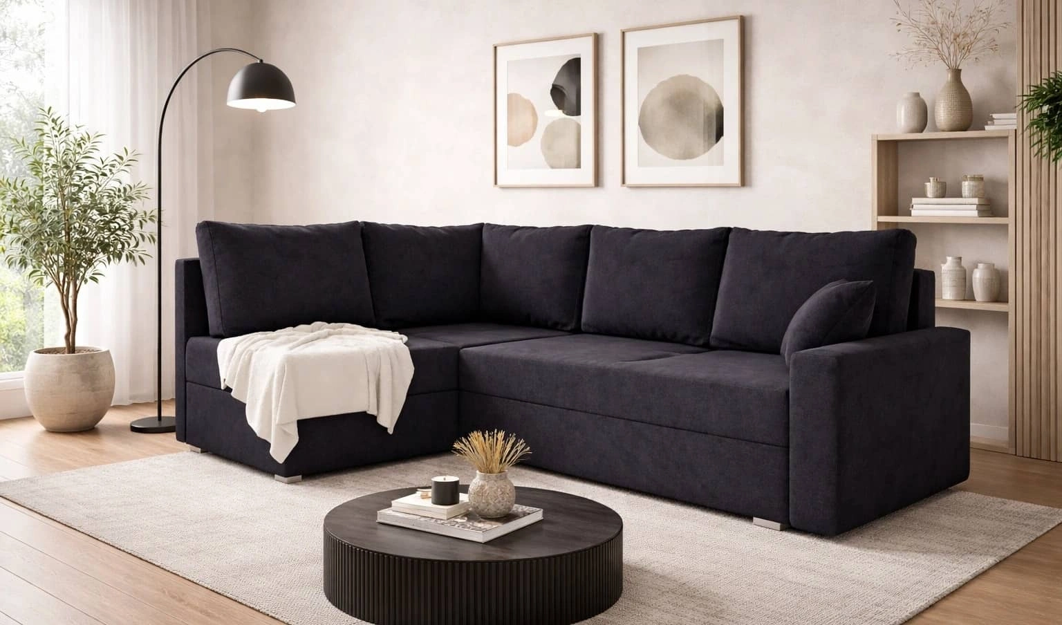 Narożnik z funkcją spania Nofi Narożniki do salonu Nowoczesne narożniki rozkładane do pokoju dziennego