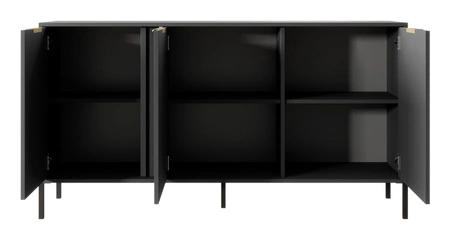 Komoda Golden 153 cm antracytowa nowoczesny design idealna komoda do wnętrz w stylu nowoczesnym złoty uchwyt krawędziowy nadaje elegancji