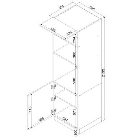 Słupek kuchenny Clara D60 PKMV/2133 szafka do zabudowy mikrofali i piekarnika odporna na parę wodną wysoką temperaturę i rozlane ciecze
