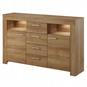 Komoda z szufladami Neba 155 cm dąb riviera nowoczesny design mebla wysoka jakość obrzeża komody wykończone specjalną okleiną ABS