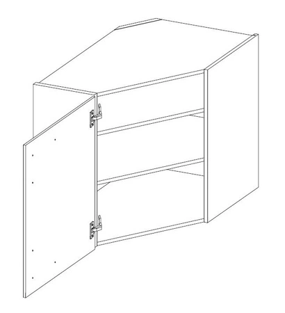 Szafka kuchenna narożna wisząca Chevron 60x60 GN-72 1F front z ozdobnym dekorem jodełki szafka odporna na działanie wilgoci i uszkodzenia
