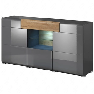 Komoda z szufladą Toledo 159 cm antracyt / antracyt połysk / dąb grandson nowoczesny design komody stylowe połączenie kolorów