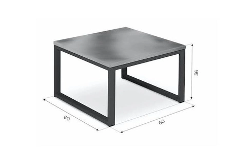 Stolik ogrodowy Monako 60x60 cm antracyt / szary prosty design solidny stolik do mniejszych przestrzeni blat z imitacją betonu