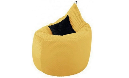 Pufa Rest żółta nowoczesny design pufy wykonanie z miękkiej tkaniny minky wszyty zamek ułatwiający czyszczenie