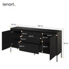 Komoda z szufladami Trend 166 cm czarna funkcjonalna komoda o wyjątkowym designie ryflowane fronty z subtelnym oświetleniem