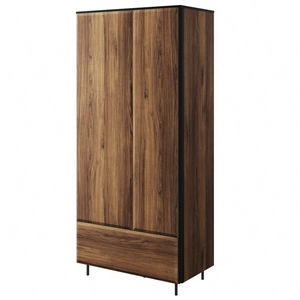 Szafa Borga 90 cm dąb catania / czarny stylowy design szafa do przedpokoju lub sypialni wsparta na metalowych nogach pojemna szuflada