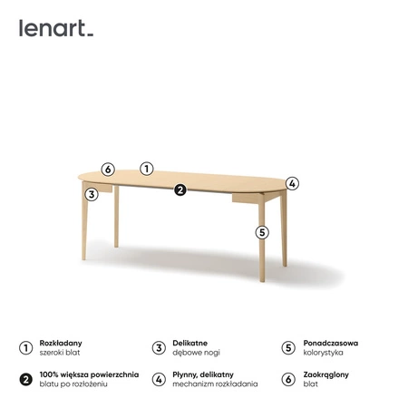 Stół okrągły rozkładany Plot 90 cm dąb jasny funkcjonalny stół o niewielkich rozmiarach idealnie dopasuje się do mniejszych wnętrz