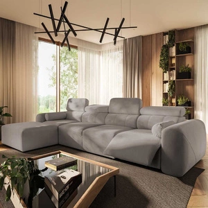 Narożnik z funkcją spania Cantare XII Lux szary popiel lewostronny estetyczny i niezwykle komfortowy narożnik z podnoszonym podnóżkiem