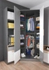 Szafa narożna Pok grafit / szary / biały / buk ibsen pojemna szafa na ubrania o nowoczesnym wyglądzie solidne wykonanie