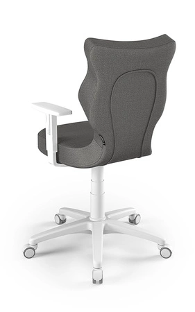 Krzesło do biurka Duo ciemny szary idealne do wzrostu 159-188 cm ergonomiczne siedzisko regulowane podłokietniki odporna tkanina