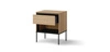 Szafka nocna Visso dąb linearny elegancka i stylowa szafka z szufladą do sypialni w stylu minimalistycznym stabilna metalowa podstawa