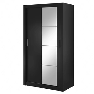 Szafa przesuwna z lustrem Arti 120 cm czarna funkcjonalna szafa do sypialni lub pokoju młodzieżowego drzwi szafy wykończone lustrami