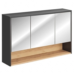 Szafka łazienkowa wisząca z lustrem Borneo 120 cm szary / dąb artisan elegancka szafka z funkcjonalną półką modny element dekoracyjny