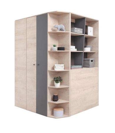 Zestaw mebli Dzeta dąb / antracyt idealna propozycja do pokoju młodzieżowego lub dziecięcego w modnym stylu