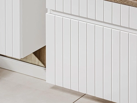 Szafka pod umywalkę Iconic 100 cm biała stylowy design szafki z eleganckimi ryflowaniami pojemna szuflada z systemem cichego domykania