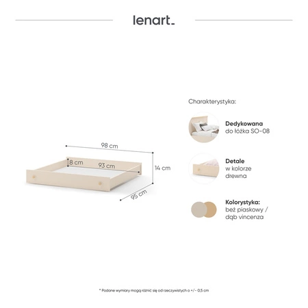 Szuflada do łóżka Story 90x200 cm beżowa szuflada na kółkach praktyczny i pojemny schowek